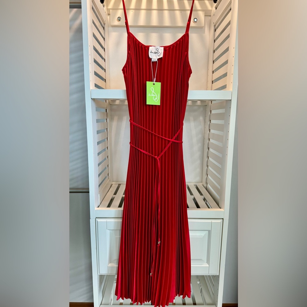 Sam Edelman red accordion pleat dress, size L